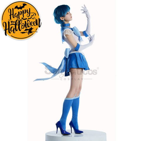 【In Stock】Anime Sailor Moon Supers Cosplay Mercury Ami Mizuno Battle Suit Costume Premium