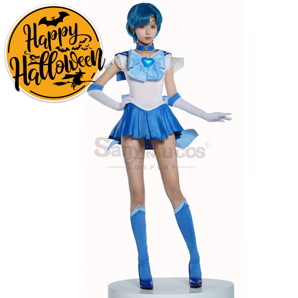 【In Stock】Anime Sailor Moon Supers Cosplay Mercury Ami Mizuno Battle Suit Costume Premium