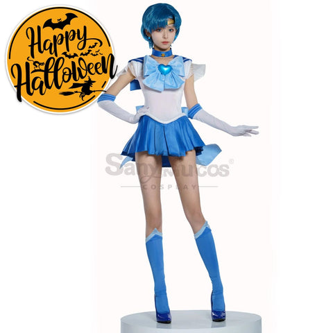 【In Stock】Anime Sailor Moon Supers Cosplay Mercury Ami Mizuno Battle Suit Costume Premium