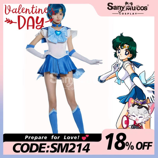 【In Stock】Anime Sailor Moon Supers Cosplay Mercury Ami Mizuno Battle Suit Costume Premium 1000