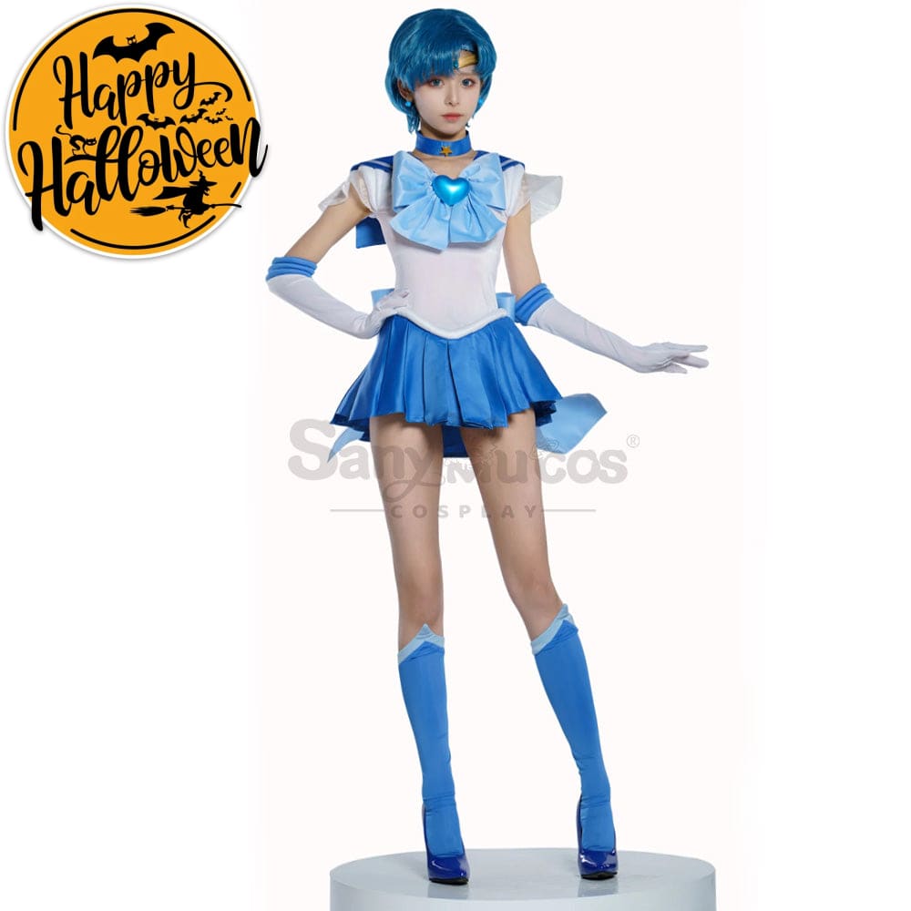【In Stock】Anime Sailor Moon Supers Cosplay Mercury Ami Mizuno Battle Suit Costume Premium