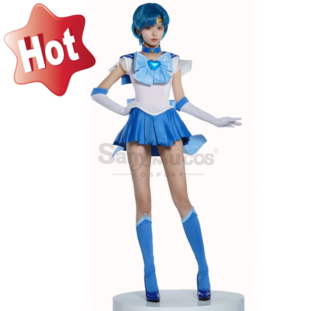 【In Stock】Anime Sailor Moon Supers Cosplay Mercury Ami Mizuno Battle Suit Costume Premium