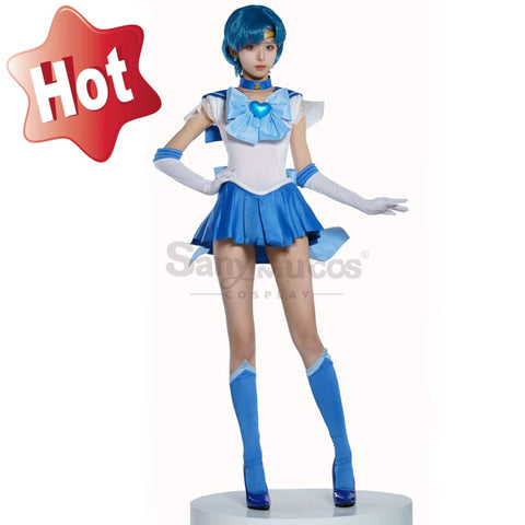 【In Stock】Anime Sailor Moon Supers Cosplay Mercury Ami Mizuno Battle Suit Costume Premium