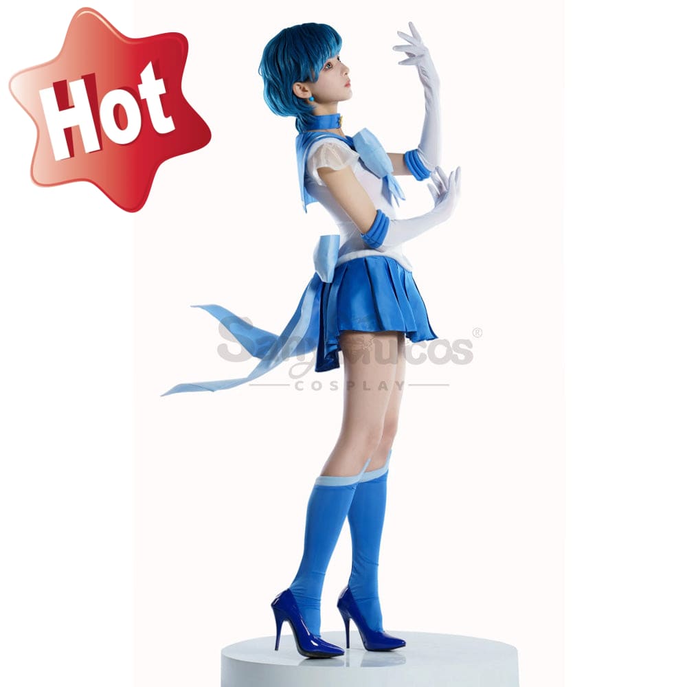 【In Stock】Anime Sailor Moon Supers Cosplay Mercury Ami Mizuno Battle Suit Costume Premium