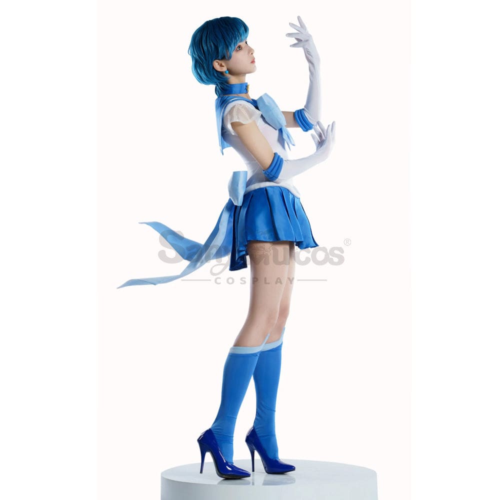 【In Stock】Anime Sailor Moon Supers Cosplay Mercury Ami Mizuno Battle Suit Costume Premium