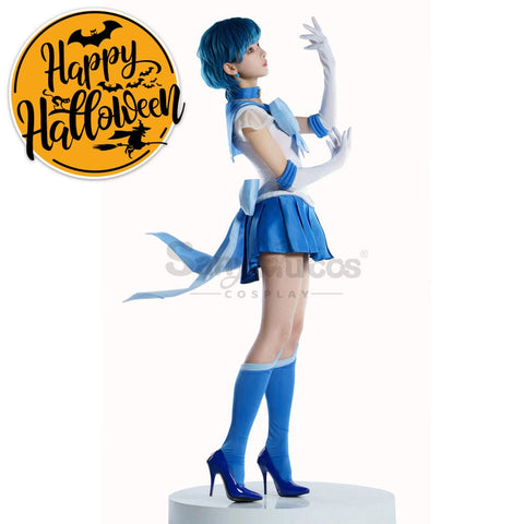 【In Stock】Anime Sailor Moon Supers Cosplay Mercury Ami Mizuno Battle Suit Costume Premium