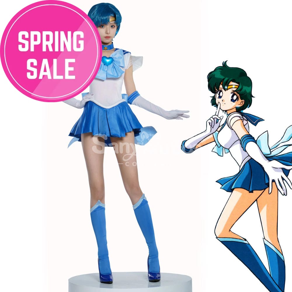 【In Stock】Anime Sailor Moon Supers Cosplay Mercury Ami Mizuno Battle Suit Costume Premium