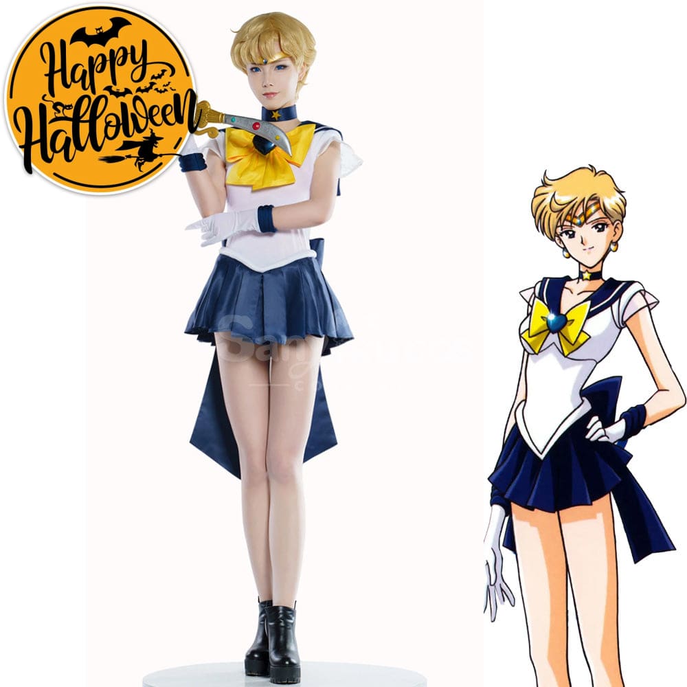 【In Stock】Anime Sailor Moon Supers Cosplay Uranus Haruka Tenou Battle Suit Costume Premium