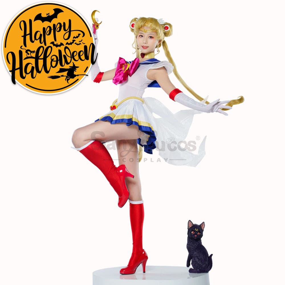 【In Stock】Anime Sailor Moon Supers Cosplay Usagi Tsukino Battle Suit Costume Costumes