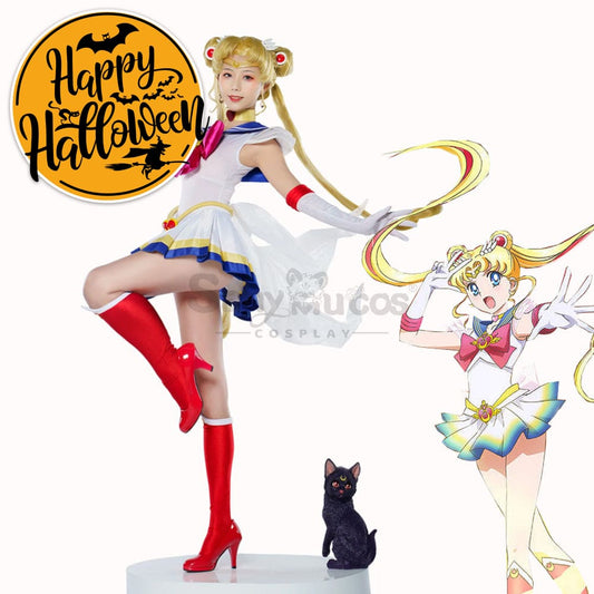 【In Stock】Anime Sailor Moon Supers Cosplay Usagi Tsukino Battle Suit Costume Costumes 1000