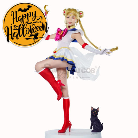 【In Stock】Anime Sailor Moon Supers Cosplay Usagi Tsukino Battle Suit Costume Costumes