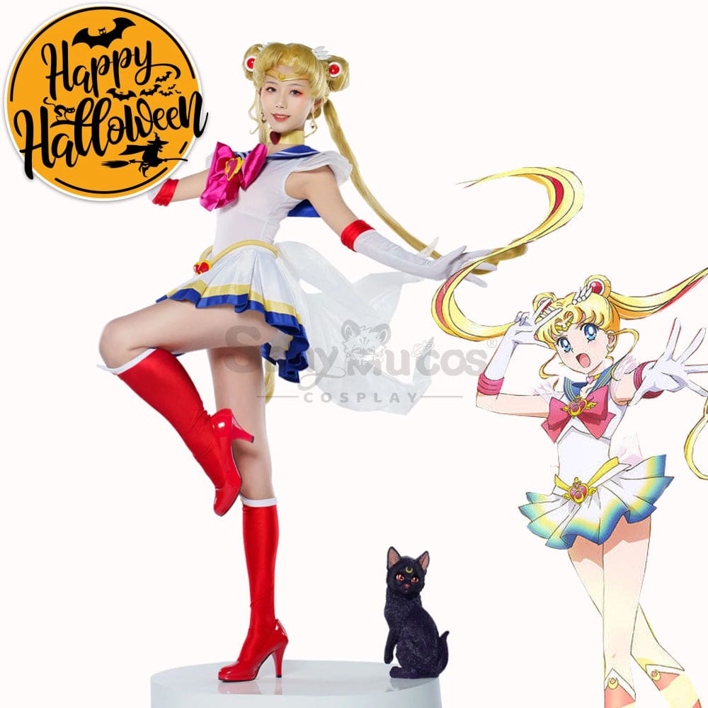 【In Stock】Anime Sailor Moon Supers Cosplay Usagi Tsukino Battle Suit Costume Costumes