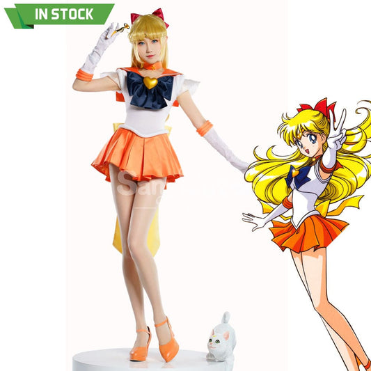 【In Stock】Anime Sailor Moon Supers Cosplay Venus Minako Aino Battle Suit Costume Premium 1000