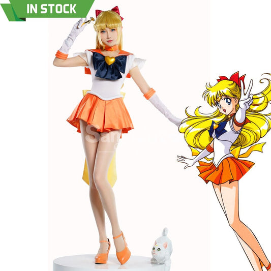 【In Stock】Anime Sailor Moon Supers Cosplay Venus Minako Aino Battle Suit Costume Premium 1000