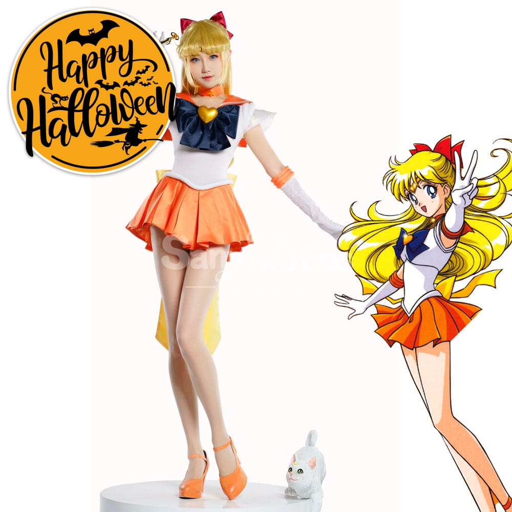 【In Stock】Anime Sailor Moon Supers Cosplay Venus Minako Aino Battle Suit Costume Premium