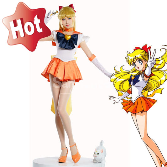 【In Stock】Anime Sailor Moon Supers Cosplay Venus Minako Aino Battle Suit Costume Premium 1000