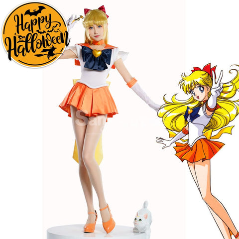 【In Stock】Anime Sailor Moon Supers Cosplay Venus Minako Aino Battle Suit Costume Premium