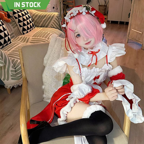 Anime Scratch Cosplay Ram/Rem Christmas Maid Costume Costumes