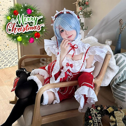 Anime Scratch Cosplay Ram/Rem Christmas Maid Costume Costumes