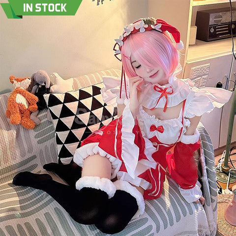 Anime Scratch Cosplay Ram/Rem Christmas Maid Costume Costumes