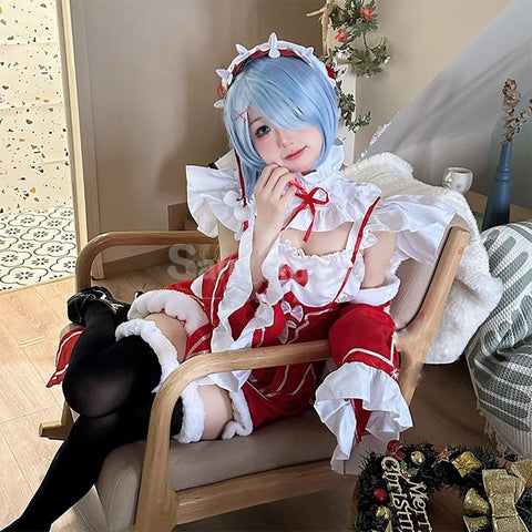 Anime Scratch Cosplay Ram/Rem Christmas Maid Costume Costumes