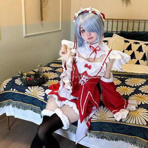Anime Scratch Cosplay Ram/Rem Christmas Maid Costume Costumes