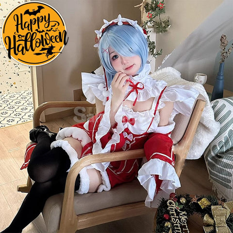 Anime Scratch Cosplay Ram/Rem Christmas Maid Costume Costumes