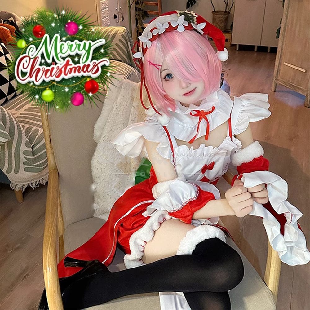 Anime Scratch Cosplay Ram/Rem Christmas Maid Costume Costumes