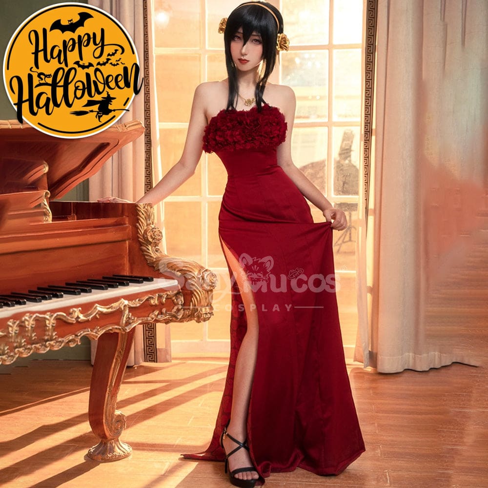 【In Stock】Anime Spy X Family Cosplay Yor Forger Red Dress Costume Costumes