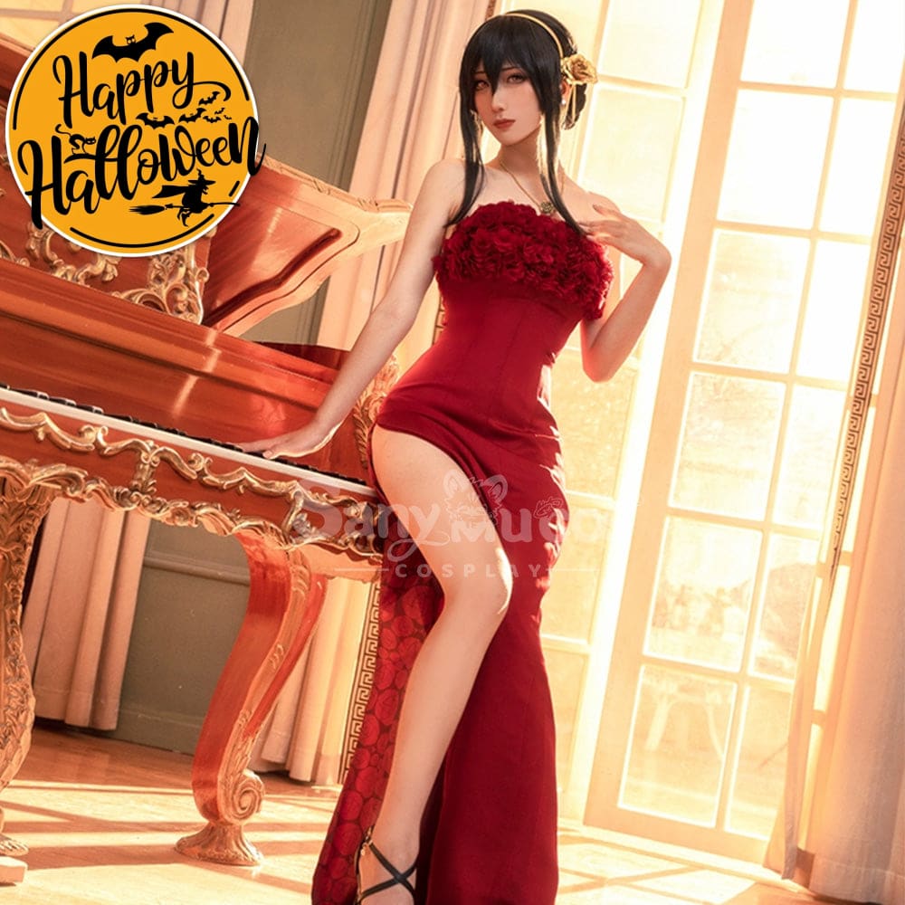 【In Stock】Anime Spy X Family Cosplay Yor Forger Red Dress Costume Costumes