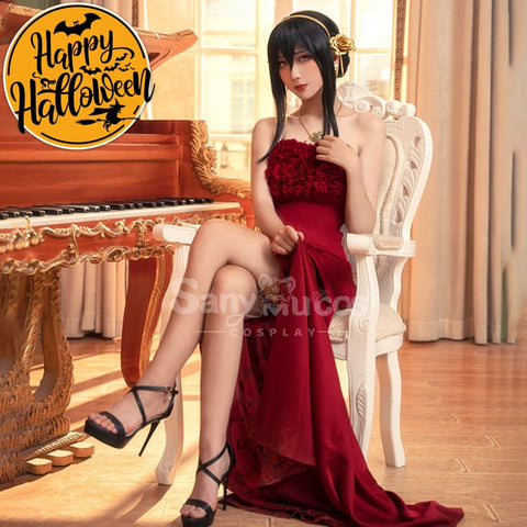 【In Stock】Anime Spy X Family Cosplay Yor Forger Red Dress Costume Costumes