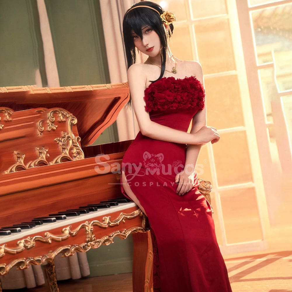 【In Stock】Anime Spy X Family Cosplay Yor Forger Red Dress Costume Costumes