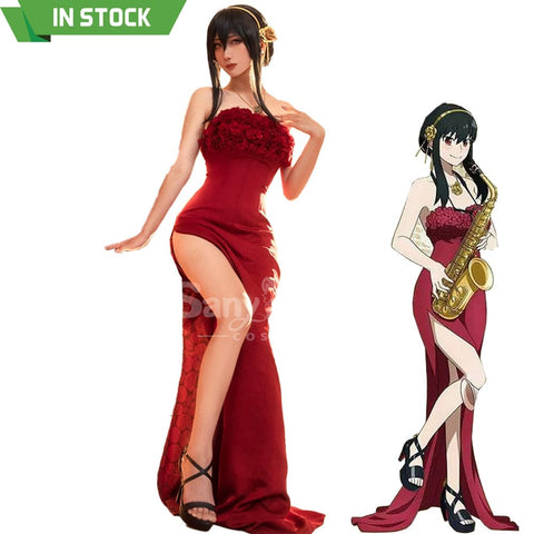 【In Stock】Anime Spy X Family Cosplay Yor Forger Red Dress Costume Costumes