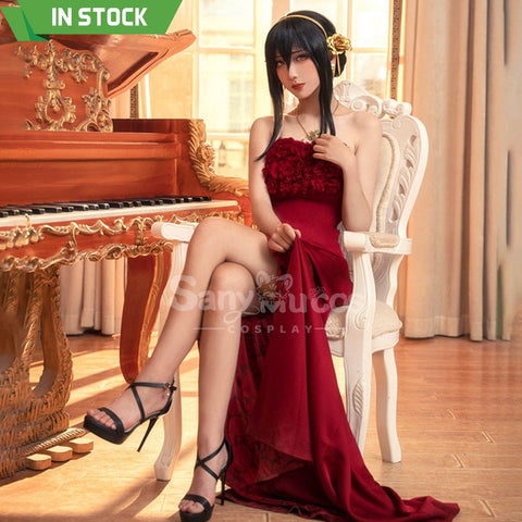 【In Stock】Anime Spy X Family Cosplay Yor Forger Red Dress Costume Costumes