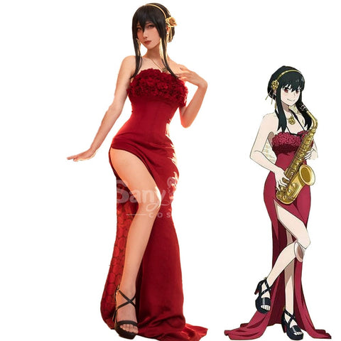 【In Stock】Anime Spy X Family Cosplay Yor Forger Red Dress Costume Costumes