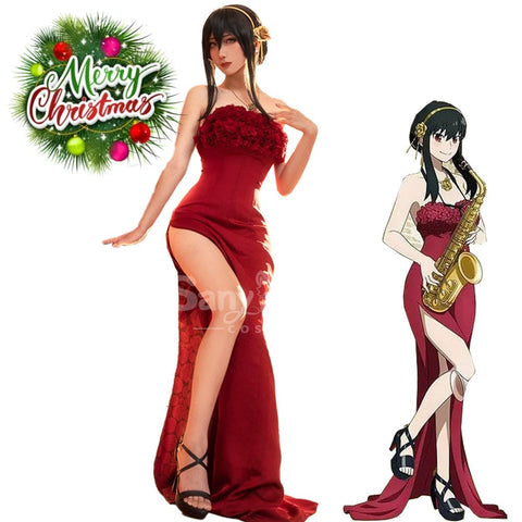 【In Stock】Anime Spy X Family Cosplay Yor Forger Red Dress Costume Costumes