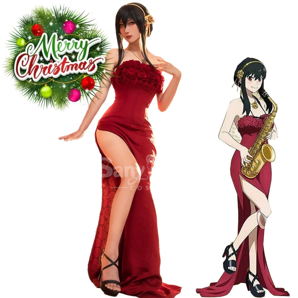 【In Stock】Anime Spy X Family Cosplay Yor Forger Red Dress Costume Costumes