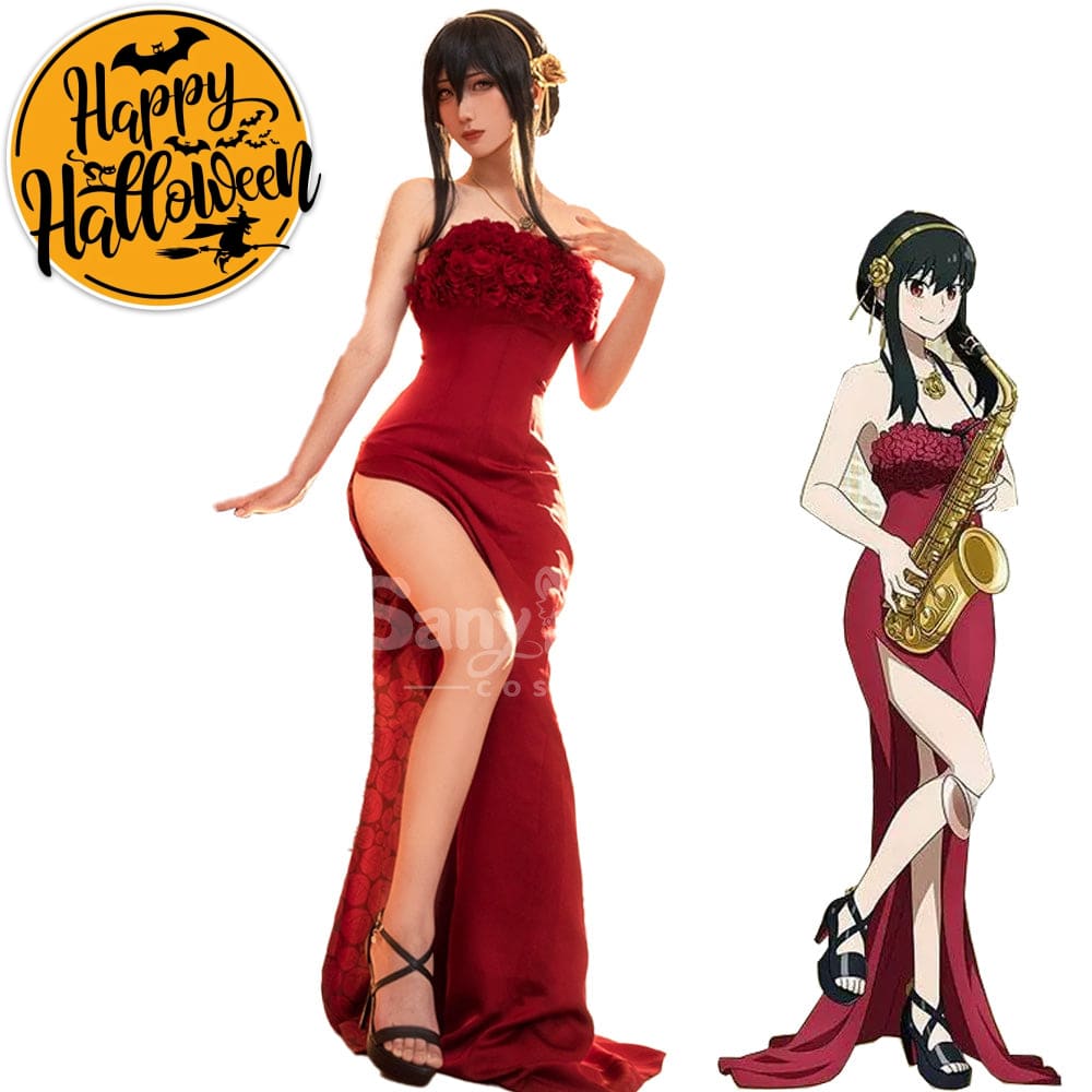 【In Stock】Anime Spy X Family Cosplay Yor Forger Red Dress Costume Costumes