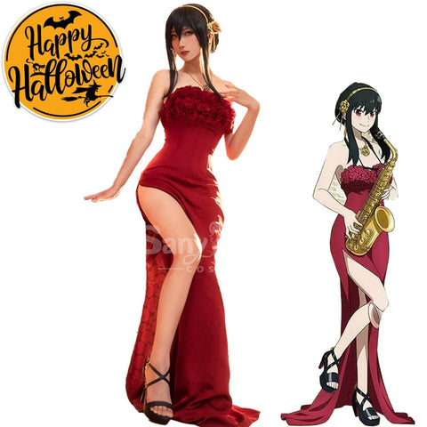 【In Stock】Anime Spy X Family Cosplay Yor Forger Red Dress Costume Costumes