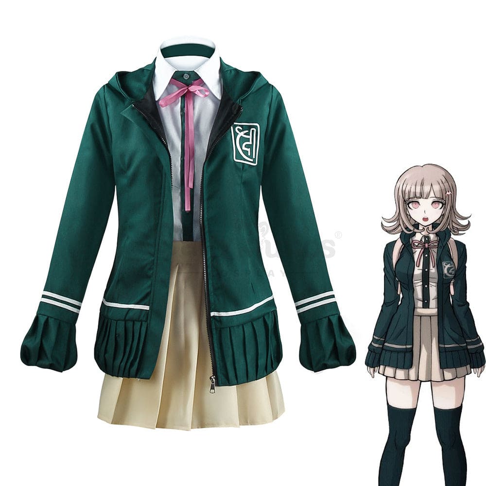 【In Stock】Animes Danganronpa Nanami Chiaki School Uniform With Hooded Jacket Cosplay Costume