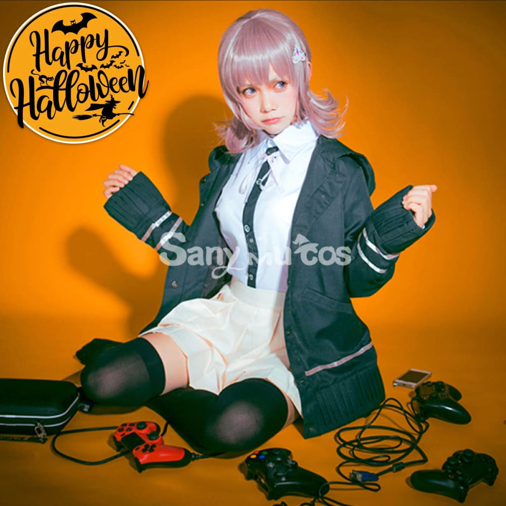 【In Stock】Animes Danganronpa Nanami Chiaki School Uniform With Hooded Jacket Cosplay Costume