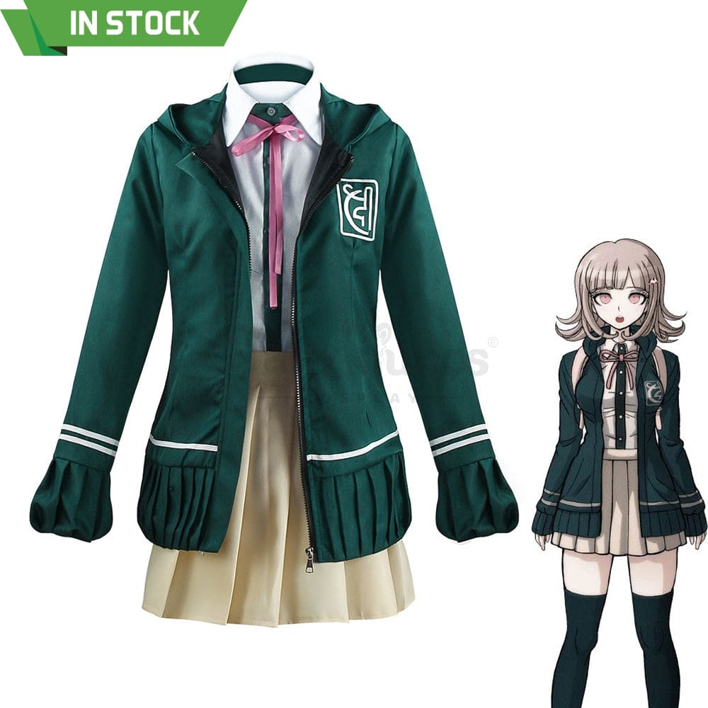 【In Stock】Animes Danganronpa Nanami Chiaki School Uniform With Hooded Jacket Cosplay Costume