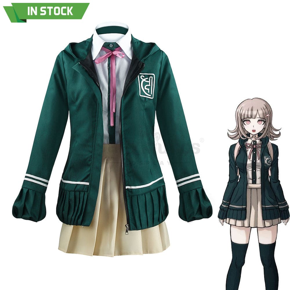 【In Stock】Animes Danganronpa Nanami Chiaki School Uniform With Hooded Jacket Cosplay Costume