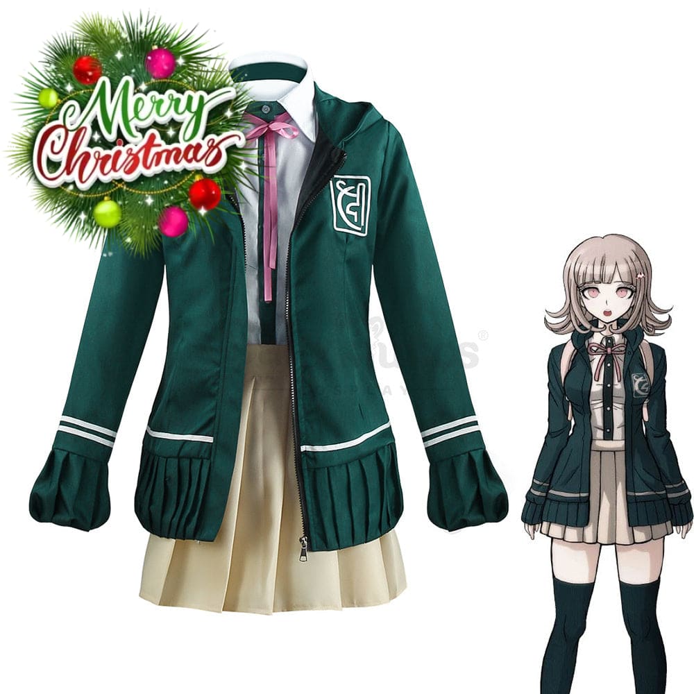 【In Stock】Animes Danganronpa Nanami Chiaki School Uniform With Hooded Jacket Cosplay Costume