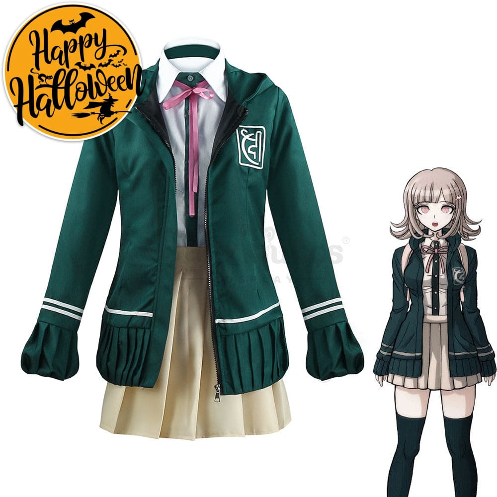 【In Stock】Animes Danganronpa Nanami Chiaki School Uniform With Hooded Jacket Cosplay Costume