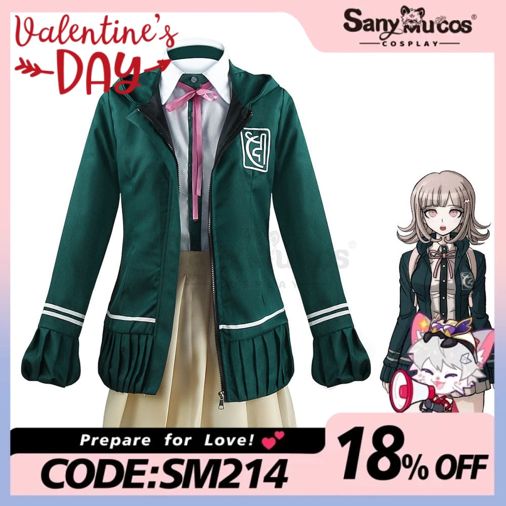 【In Stock】Animes Danganronpa Nanami Chiaki School Uniform With Hooded Jacket Cosplay Costume