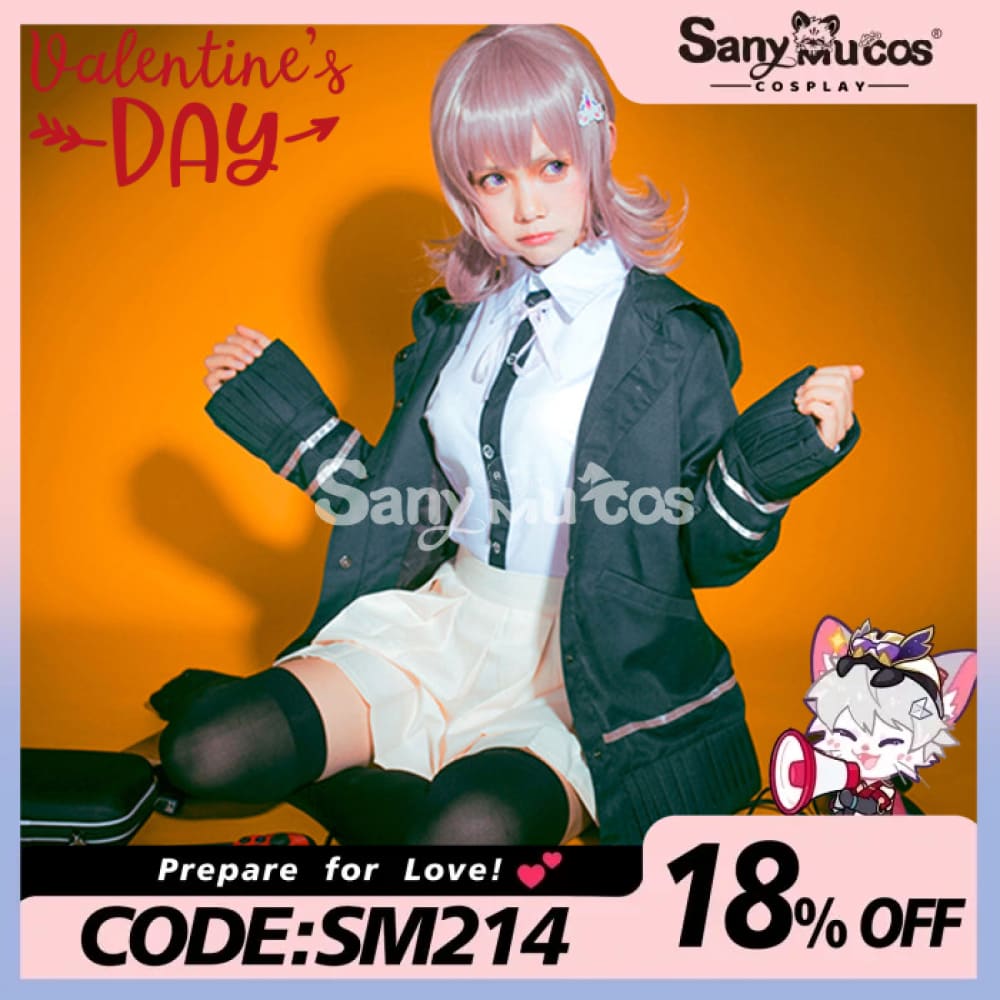 【In Stock】Animes Danganronpa Nanami Chiaki School Uniform With Hooded Jacket Cosplay Costume