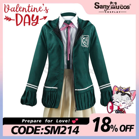 【In Stock】Animes Danganronpa Nanami Chiaki School Uniform With Hooded Jacket Cosplay Costume