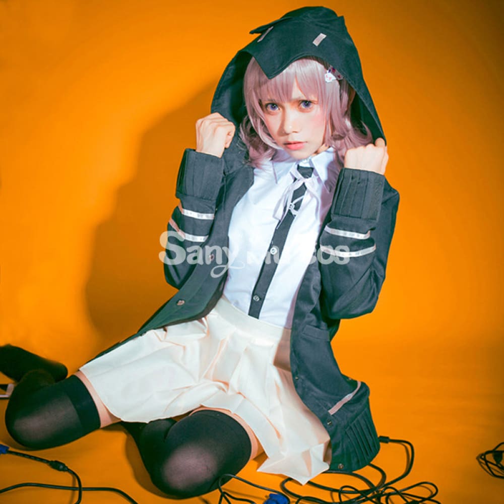 【In Stock】Animes Danganronpa Nanami Chiaki School Uniform With Hooded Jacket Cosplay Costume