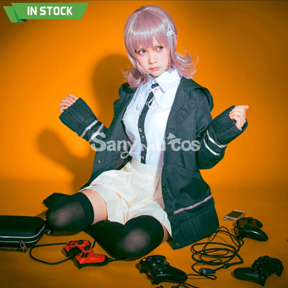 【In Stock】Animes Danganronpa Nanami Chiaki School Uniform With Hooded Jacket Cosplay Costume